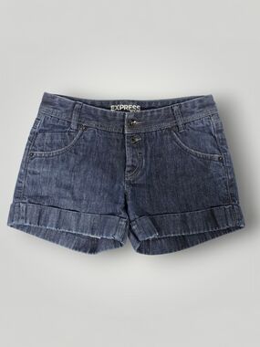EXPRESS Women's Dark Blue Denim Cuffed Jean Shorts Size 6